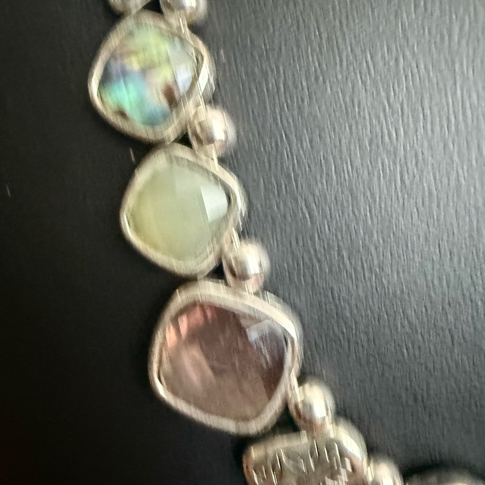 Silver and Green Gemstone Necklace with Organic Design - Picture 10 of 14